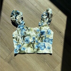 Abercrombie & Fitch Blue and Green Floral Tank Top